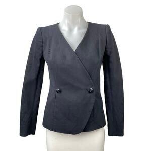Brooks Brothers Women's Navy Blue Textured Long Sleeve Blazer Coat Jacker Size 4
